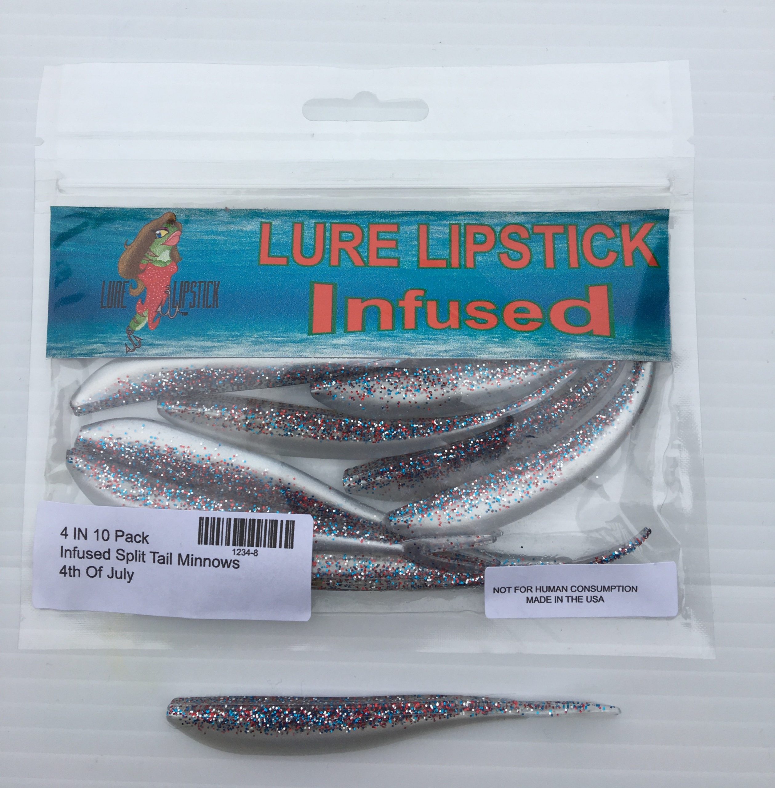 4th of July 25 or 10pk Infused Split Tail Minnows
