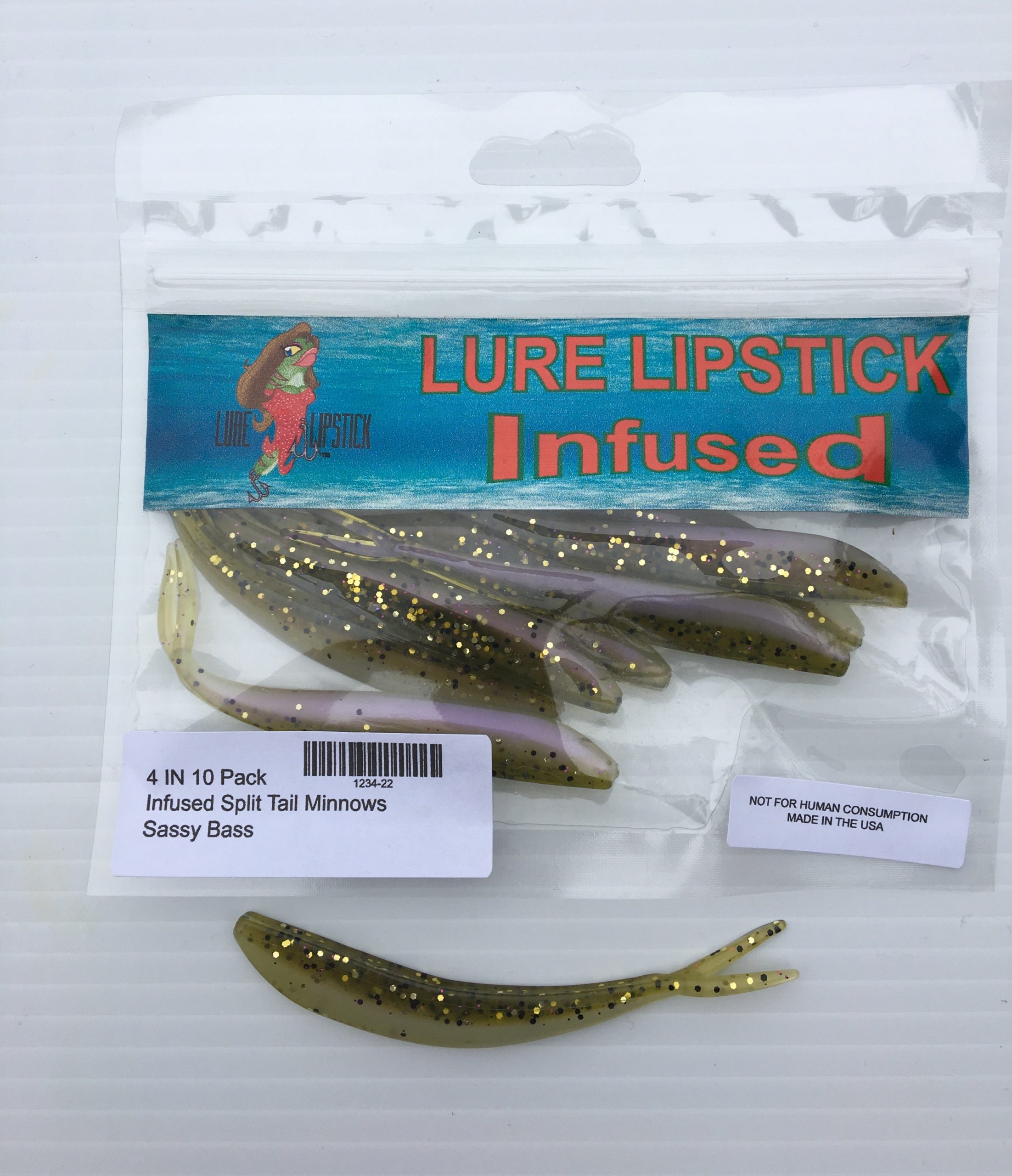 Sassy Bass 10 or 25pk Infused Split Tail Minnows