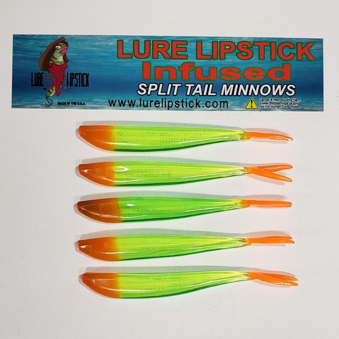 4in 5 Pack Custom Infused Split Tail Minnows - Mango Lime