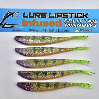 4in 5 Pack Custom Split Tail Minnows - Jasons Purple Perch