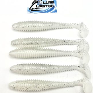 PRO SWIMMER PADDLE TAILS INFUSED WITH LURE LIPSTICK FISH PHEROMONE - 4.8 INCH 5 PACK - PEARL SHINER