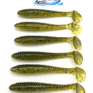 PRO SWIMMER PADDLE TAILS INFUSED WITH LURE LIPSTICK FISH PHEROMONE -3.8 INCH- QTY 6 - PERCH DINNER