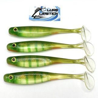 5″ SUICIDE SHAD PADDLE TAIL SWIMBAIT – QTY 4 PK – SPRAYED GRASS CHARTREUSE  TAIL – Lure Lipstick