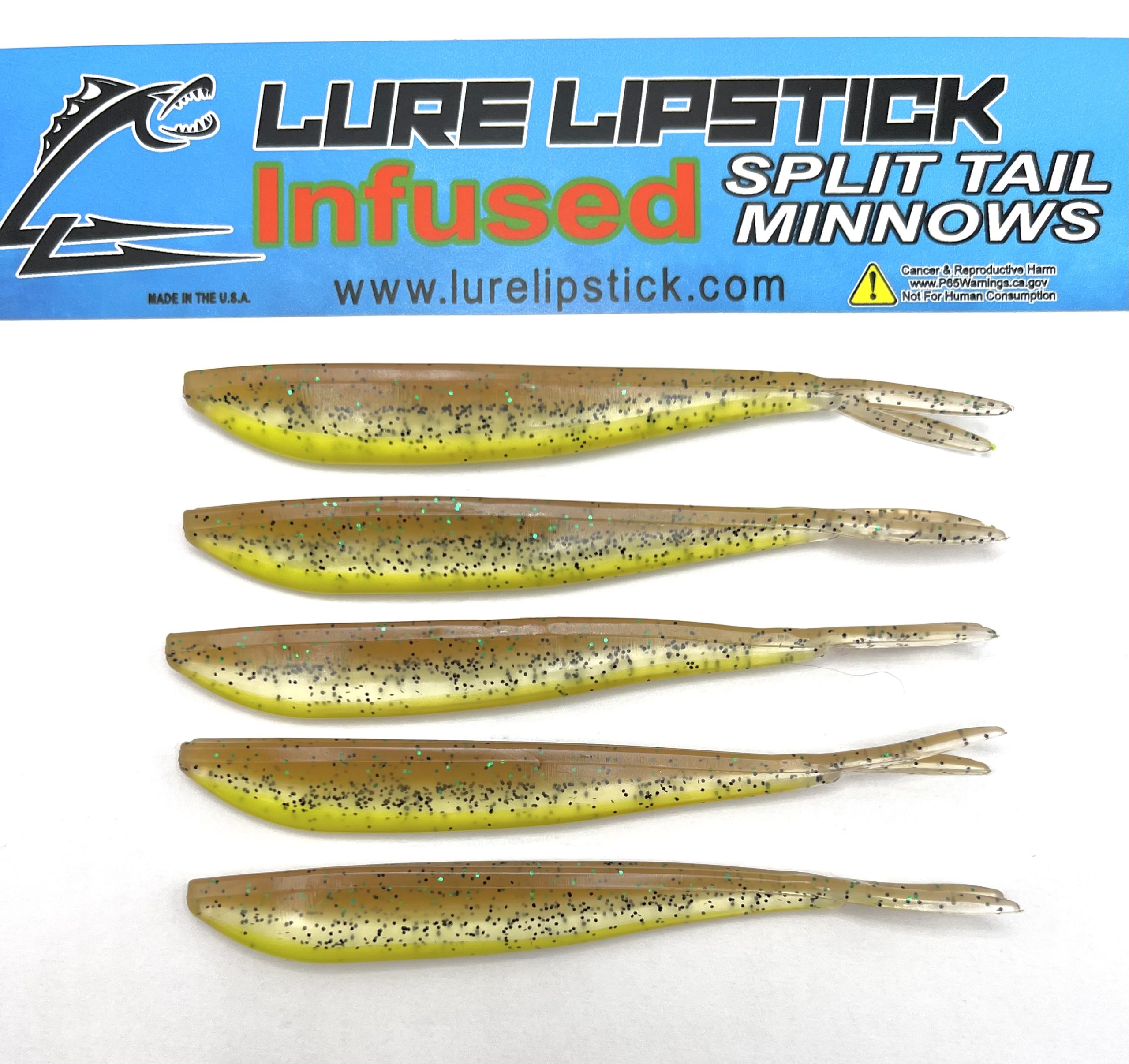 4in 5 Pack Custom Split Tail Minnows - Goby Yellow Belly