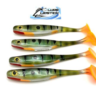 5" SWIMBAIT PADDLE TAIL QTY 4 PACK - PERCH WITH ORANGE TAIL