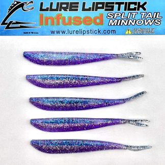 4in 5 Pack Custom Split Tail Minnows – Sullivan Special – Lure Lipstick