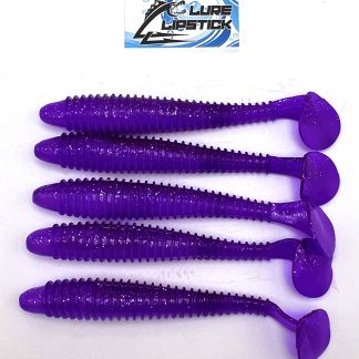 PRO SWIMMER PADDLE TAILS - INFUSED WITH LURE LIPSTICK FISH PHEROMONE- 4.8 INCH 5 PACK - ROYAL PURPLE