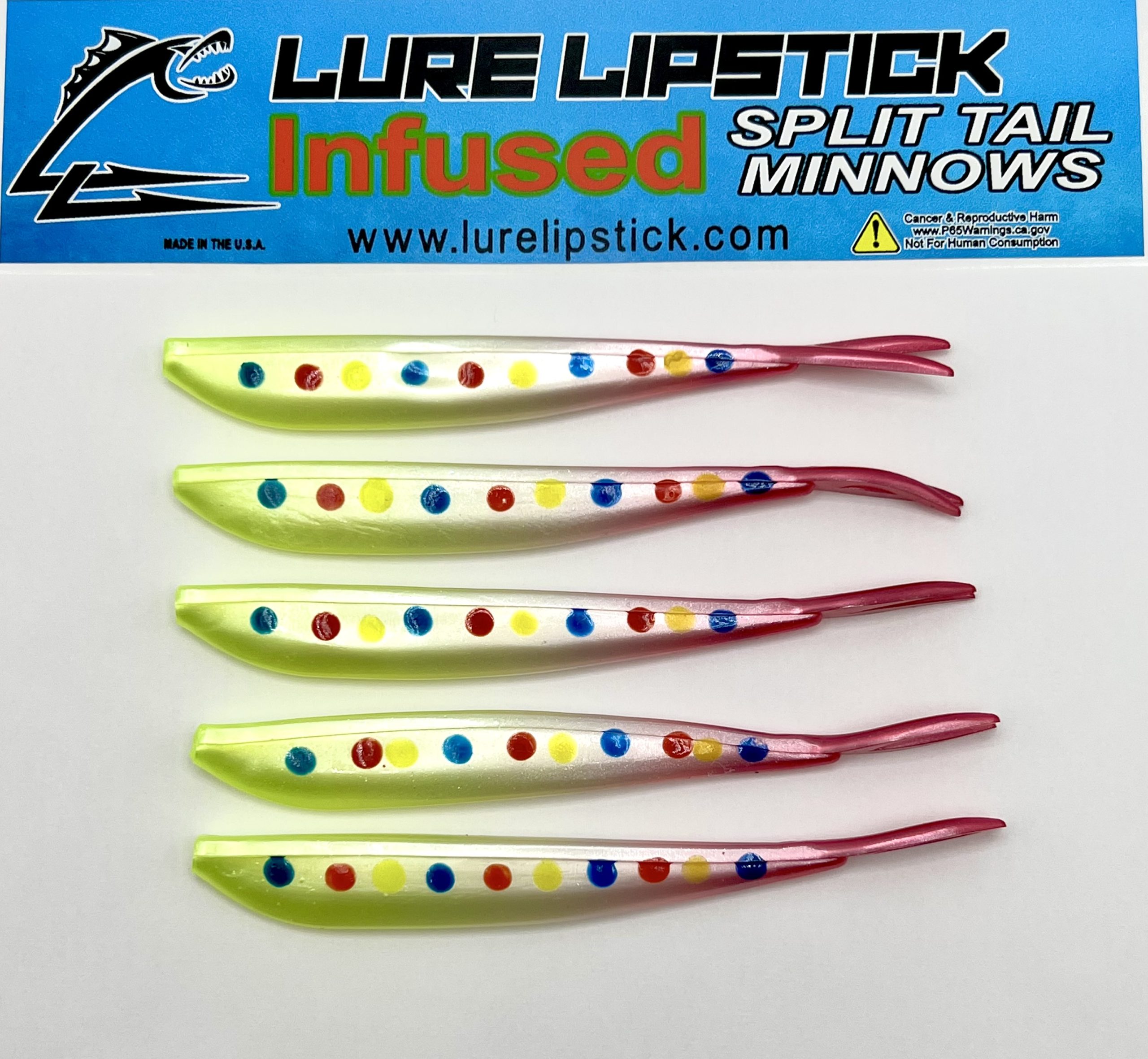 4 IN-5- Pack Custom Infused Split Tail Minnows- Wonder Bread Lemon Zest –  Lure Lipstick
