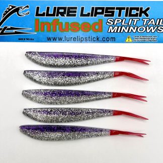 4 In 5 Pack Custom Infused Split Tail Minnow- Wonder Bread Orange Splash –  Lure Lipstick