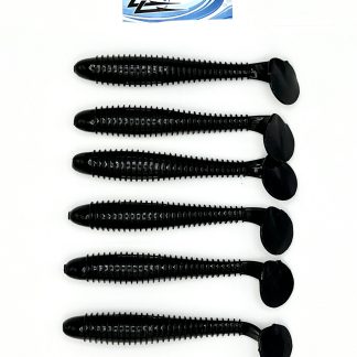 Pro Swimmer Paddle Tails- Infused with Lure Lipstick Fish Pheromone - 3.8" 6 Pack - Black Mombasa
