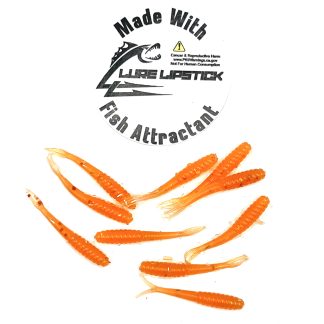 Infused 1.25 Mini Fork Tail Worms - Orange Crush