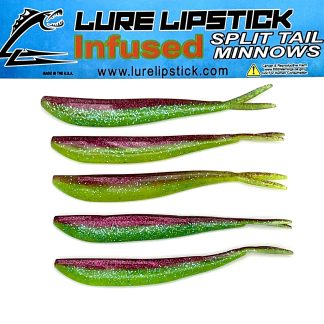 4 IN 5 PACK- CUSTOM SCENTED  SPLIT TAIL MINNOWS - PIMP DADDY