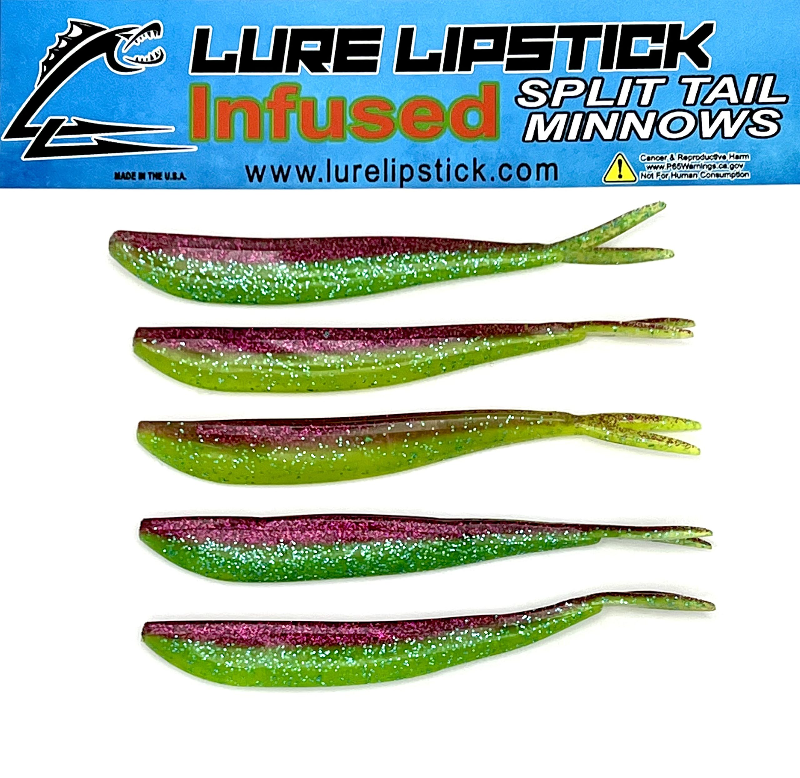4 IN 5 PACK- CUSTOM SCENTED SPLIT TAIL MINNOWS - PIMP DADDY