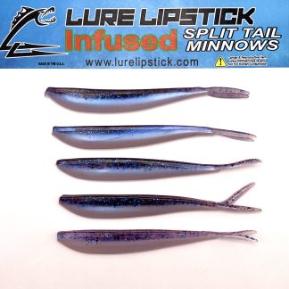 4in 5 Pack Custom Scented Split Tail Minnows – Pearl – Lure Lipstick