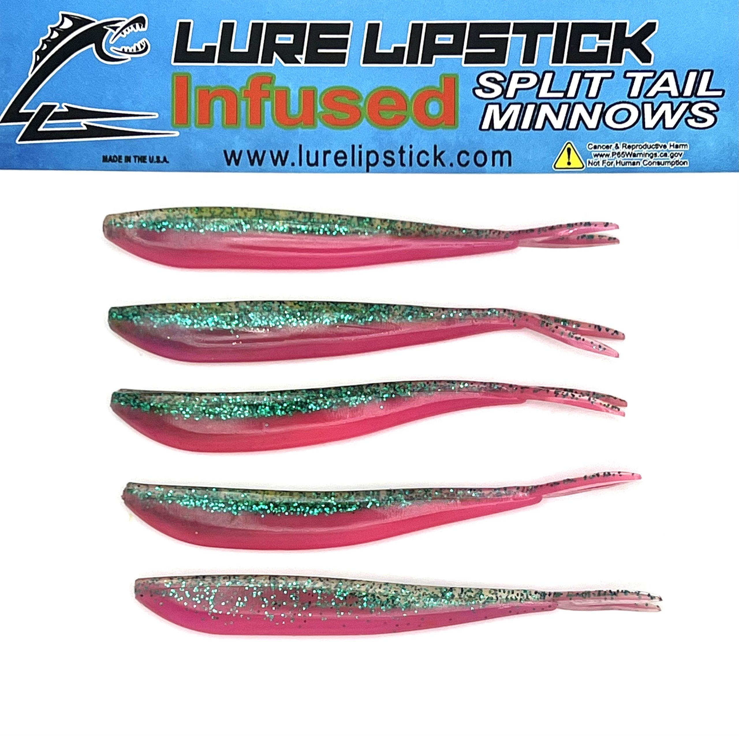4in 5 Pack Custom Scented Split Tail Minnows - Axel Rose