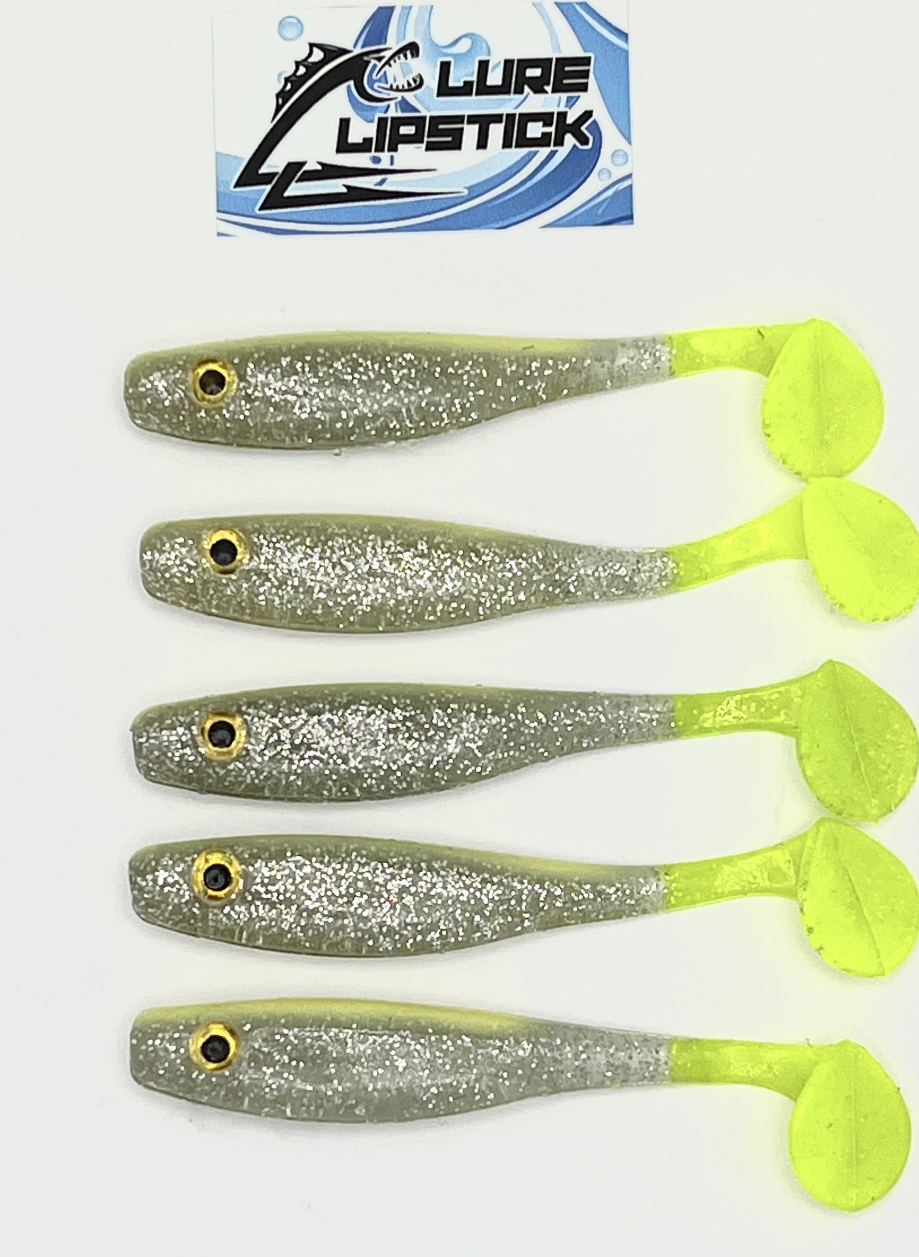 3.5 Chartreuse Ice Swimbait Paddle Tail- Qty 5 Pack