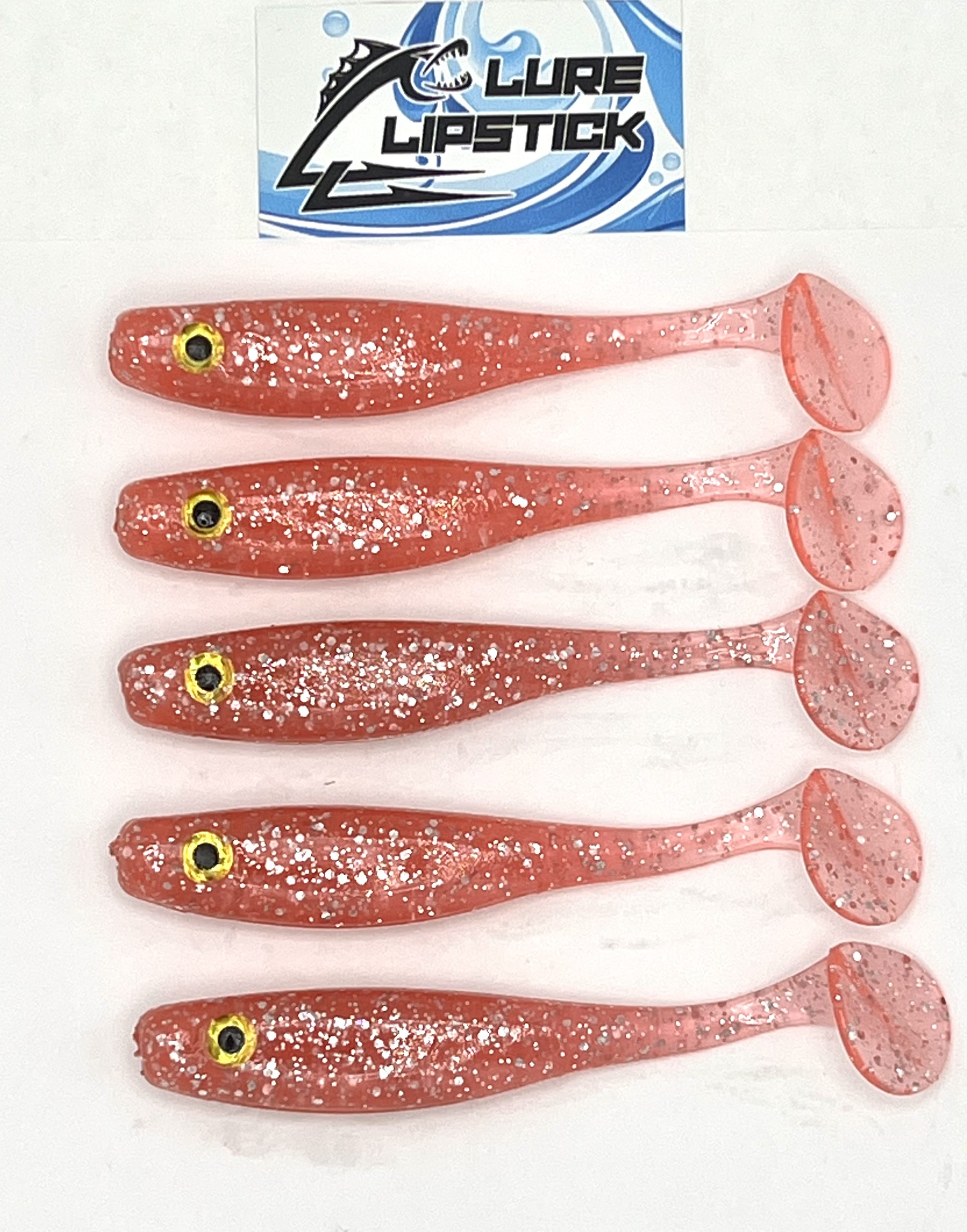3.5″ Pink Ice – Swimbait Paddle Tail – Qty 5 Pack – Lure Lipstick
