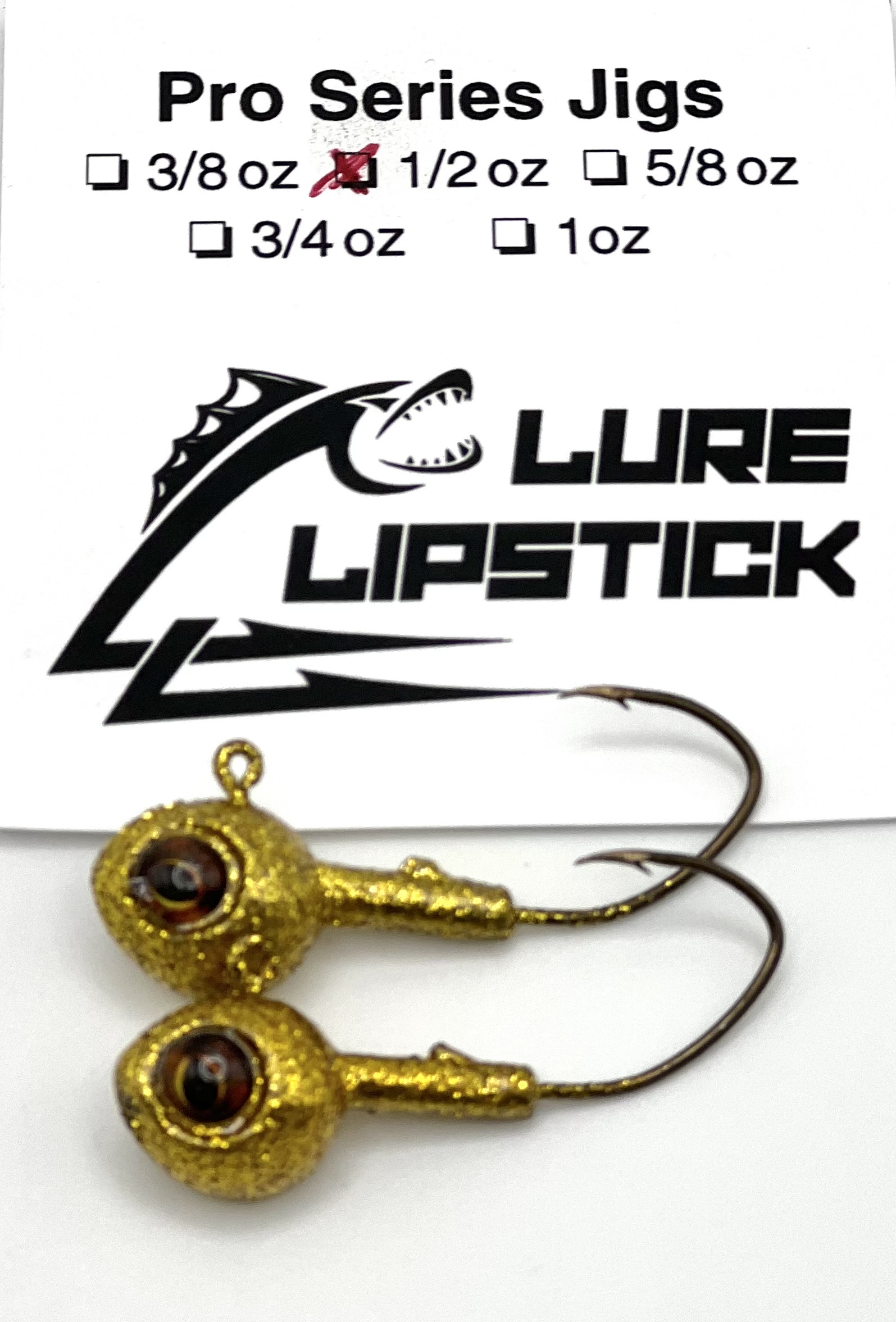 Pro Walleye Jigs- Gold Sparkle 1/2oz – Lure Lipstick