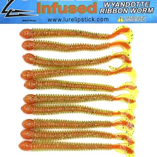 4 Inch 10 Pack Infused Custom Wyandotte Ribbon Worms- Tomato Core