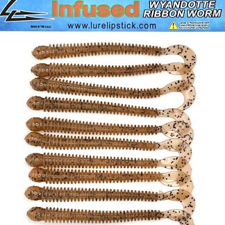 4 Inch 10 Pack Infused Custom Wyandotte Ribbon Worms- Motor Oil