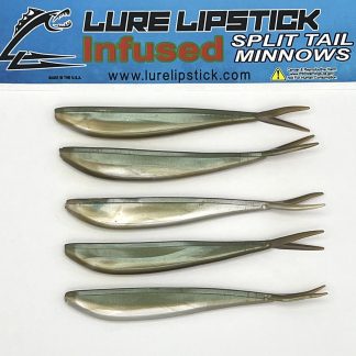 4 Inch 5 Pack Scented Split Tail Minnows- Rainbow Smelt