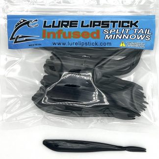 4 Inch 25 Pack Scented Split Tail Minnows- Black