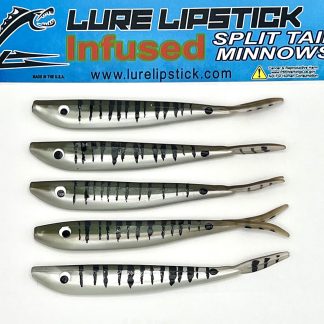 4 Inch 5 Pack Custom Split Tail Minnows- OG Log Perch