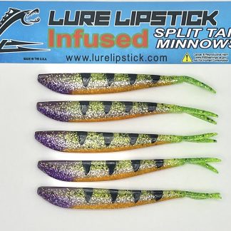 4in 5 Pack Custom Split Tail Minnows - Jasons Purple Perch
