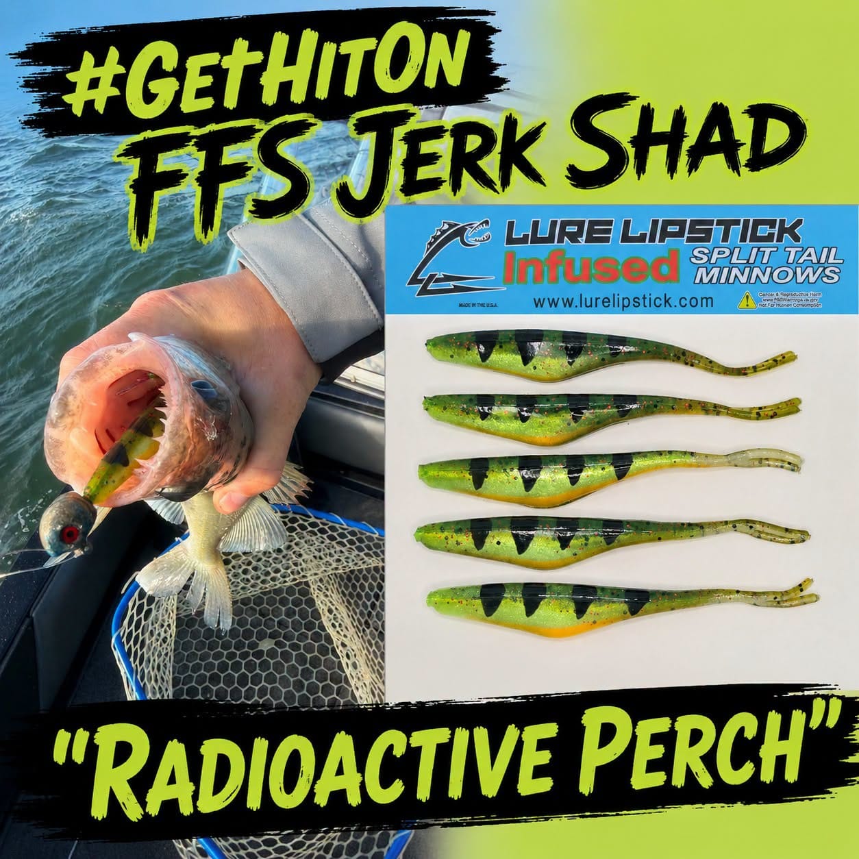 Lure Lipstick FFS Jerk Shad Radioactive Perch