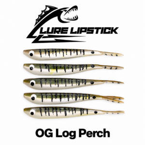 Lure Lipstick “Original” Logperch Split Tail Minnows – 4" Hand Painted Plastics